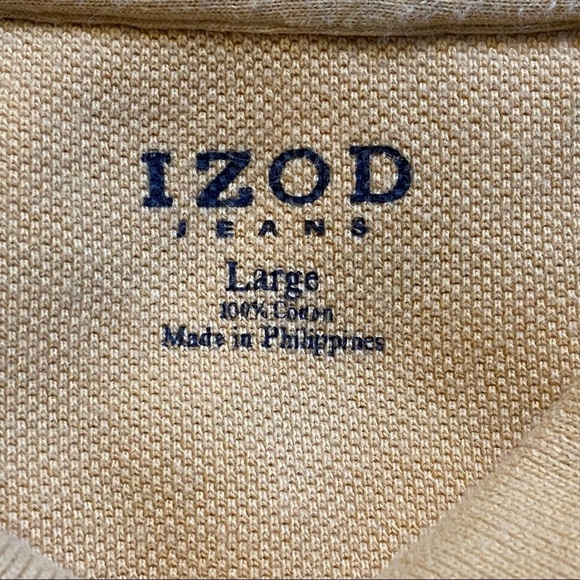 Vintage Retro IZOD Jeans Striped Cotton Rugby Shirt Yellow Gold Size Large - Picture 11 of 12